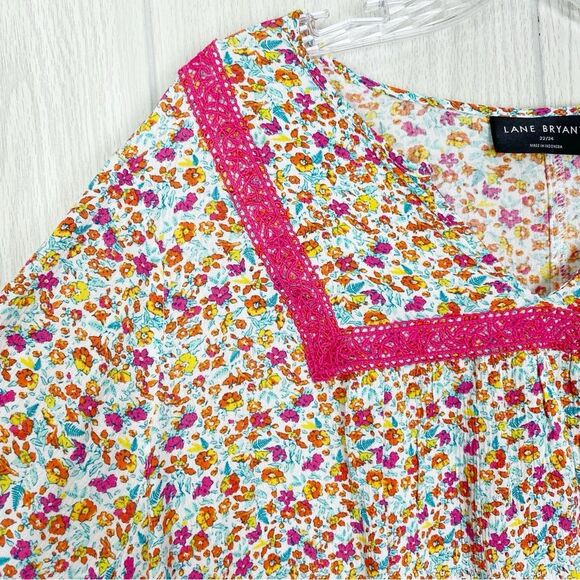 Lane Bryant | floral Lace Trim Peasant Blouse Size 22/24 - Picture 4 of 11